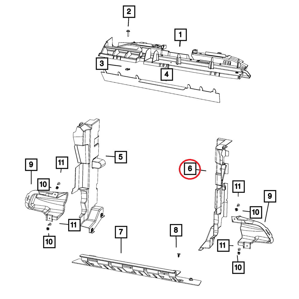 სამაგრი რადიატორის მარჯვენა - JEEP CHEROKEE 2014- Radiator holder right