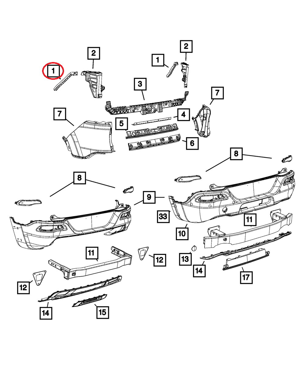 სამაგრი უკანა ბამპერის მარჯვენა - JEEP CHEROKEE 2014- Кронштейн задний правый