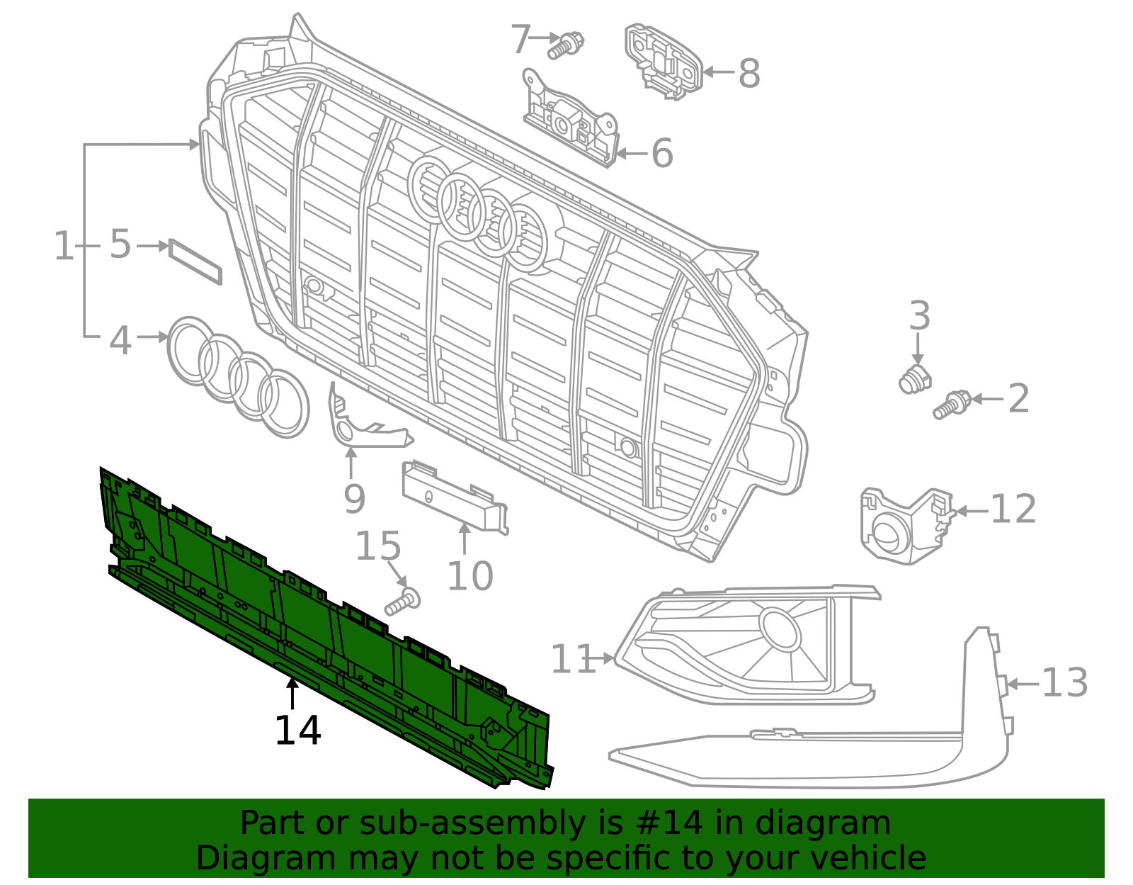 ცხაურა შუა შავი AUDI S4 2020-2025