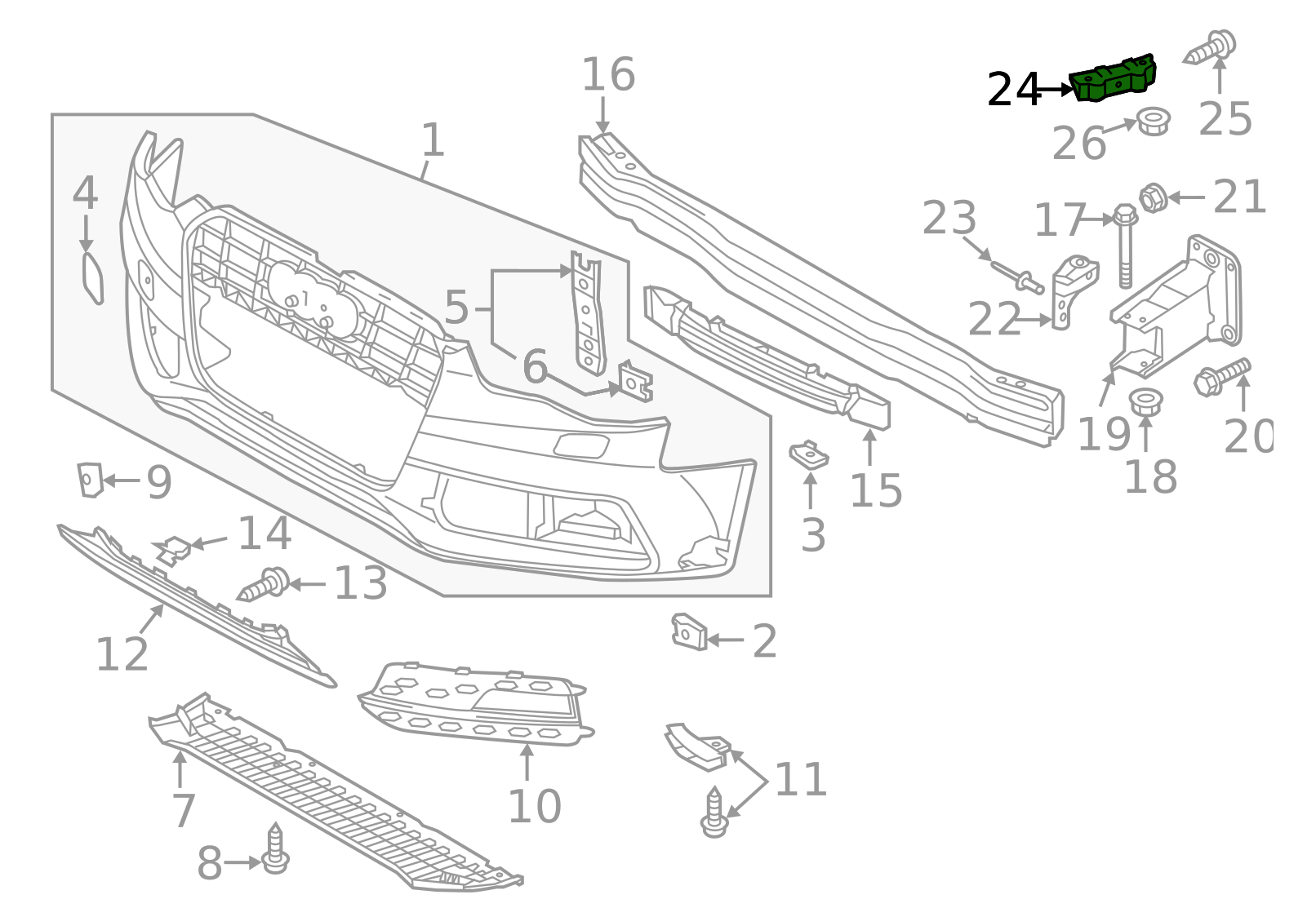 სამაგრი წინა ბამპერის მარცხენა-AUDI A5 2012-2016