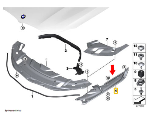 ფრთის საფარი (კაპოტქვეშა) მარცხენა - BMW 5 S G30/G31 2017-2020