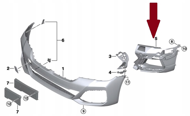 სამაგრი წინა ბამპერის მარჯვენა - BMW 5 SG30 M SPORT 2020-