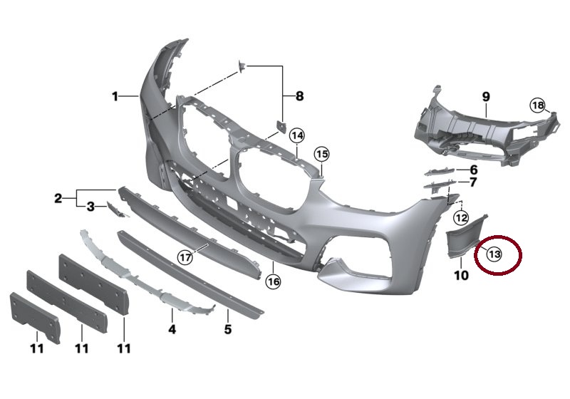 საჰაერო ფარდა მარჯვენა M-SPORT BMW X3 G01 2018-
