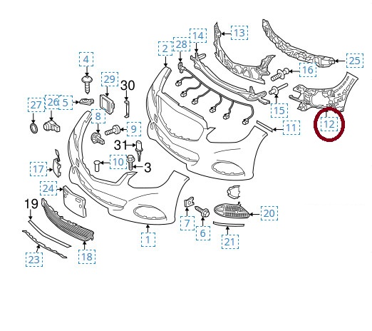 სამაგრი ბამპერის წინა მარცხენა - MERCEDES-BENZ W212 E-CL 2013-2016 Bracket front left