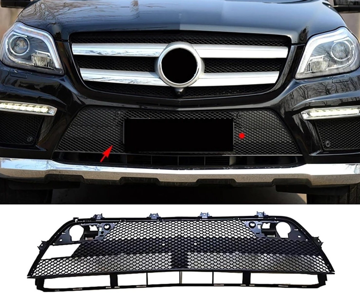 ცხაურა შუა შავი სენსორით - MERCEDES-BENZ X166 GL AMG 2013-2015 ცხაურა შუა შავი სენსორით - MERCEDES-BENZ X166 GL AMG 2013-2015