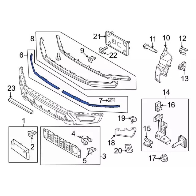 მოლდინგი წინა ბამპერის შავი მარჯვენა - FORD 150 RAPTOR 2021-