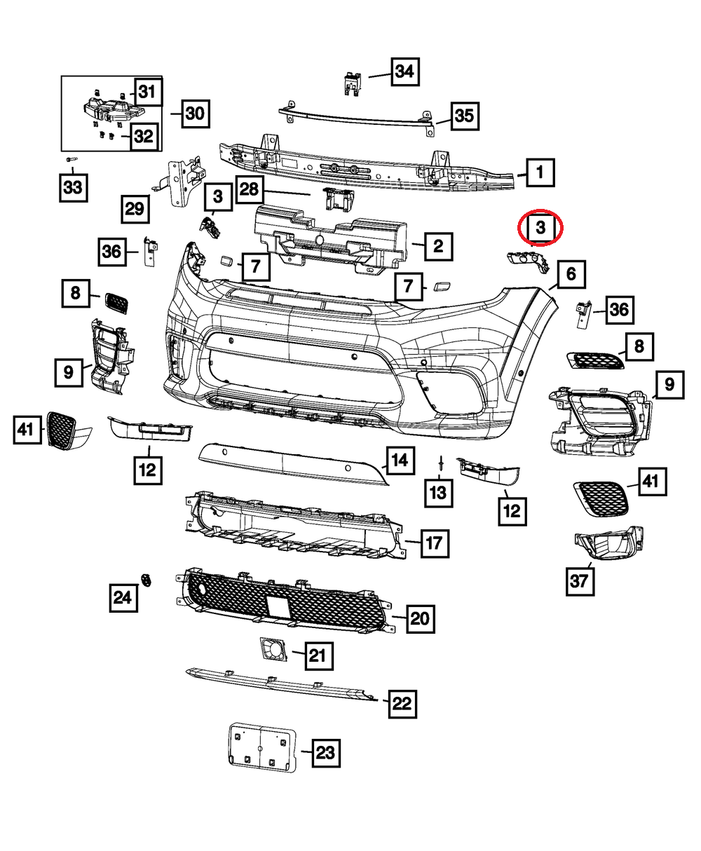 სამაგრი წინა ბამპერის მარჯვენა - JEEP GRAND CHEROKEE 2014- Bracket front right