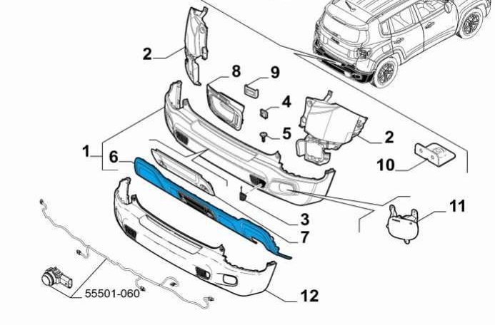 სპოილერი უკანა ბამპერის შავი - JEEP RENEGADE 2015-18