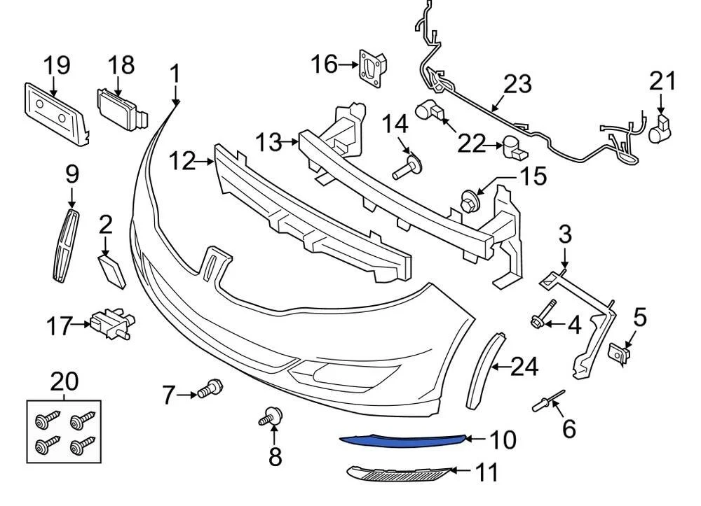 მოლდინგი გვერდითა ცხაურის ქრომი მარჯვენა - LINCOLN MKZ 2013-2016