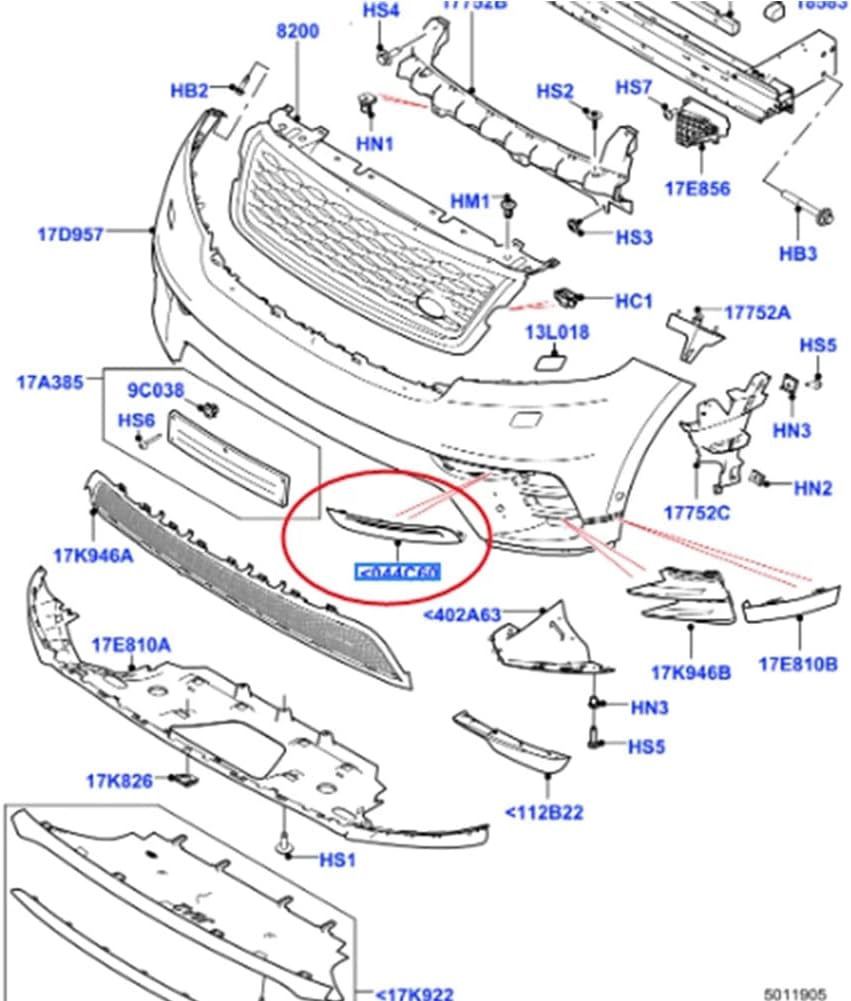 მოლდინგი სანისლე მაშუქის მარცხენა - RANGE ROVER VELAR R-DYNAMIC 2017-20