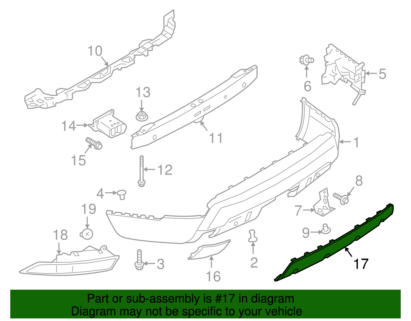 მოლდინგი უკანა ბამპერის შავი - LAND ROVER DISCOVERY L462 2017-2020