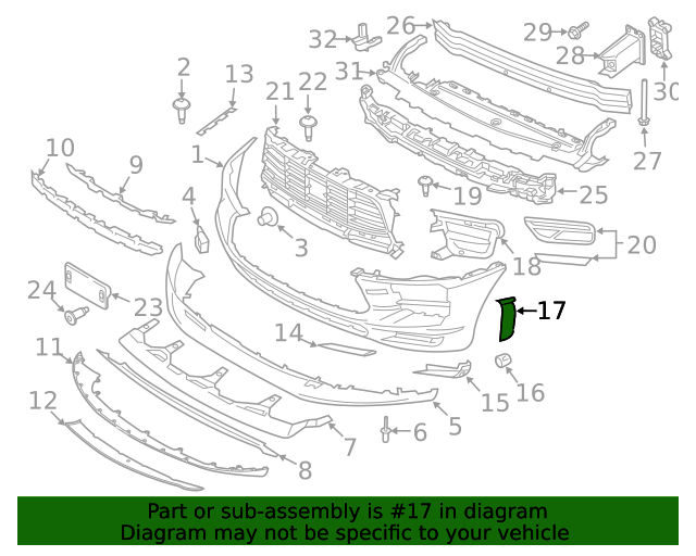 მოლდინგი ცხაურის მარცხენა - PORSCHE MACAN 2018-2021