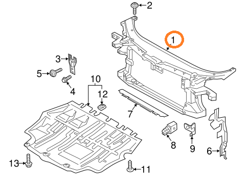 რადიატორის სამაგრი - VOLKSWAGEN PASSAT CC 2012- Radiator support panel
